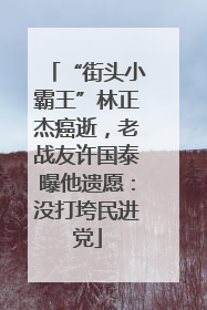 “街头小霸王”林正杰癌逝，老战友许国泰曝他遗愿：没打垮民进党