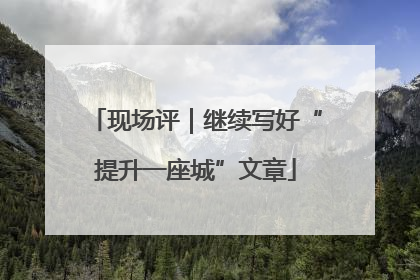 现场评｜继续写好“提升一座城”文章