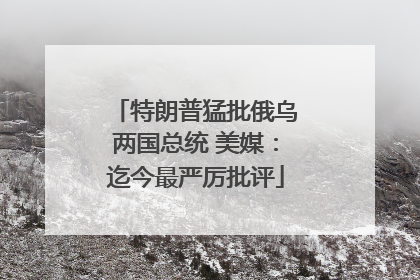 特朗普猛批俄乌两国总统 美媒：迄今最严厉批评