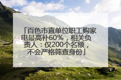 百色市直单位职工购家电最高补60％，相关负责人：仅200个名额，不会严格筛查身份