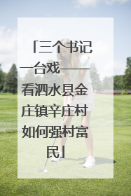 三个书记一台戏——看泗水县金庄镇辛庄村如何强村富民