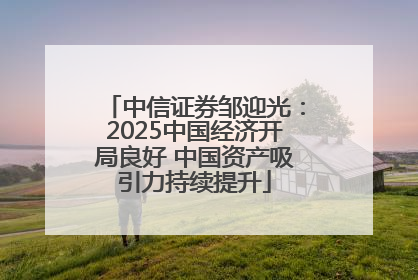 中信证券邹迎光：2025中国经济开局良好 中国资产吸引力持续提升