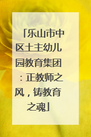 乐山市中区土主幼儿园教育集团：正教师之风，铸教育之魂