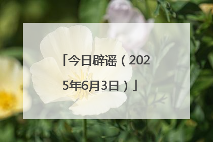 今日辟谣（2025年6月3日）