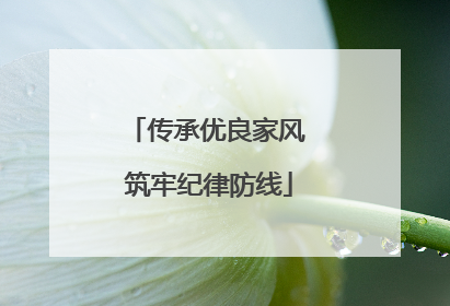 传承优良家风 筑牢纪律防线