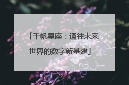 千帆星座：通往未来世界的数字新基建