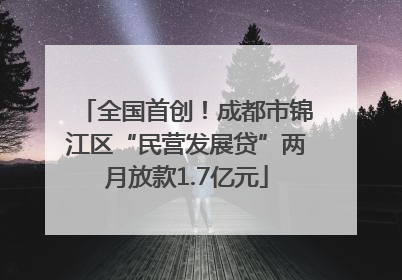 全国首创！成都市锦江区“民营发展贷”两月放款1.7亿元