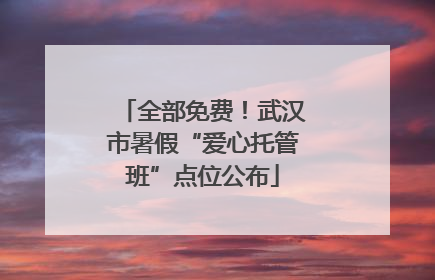 全部免费！武汉市暑假“爱心托管班”点位公布