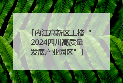 内江高新区上榜“2024四川高质量发展产业园区”
