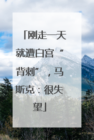刚走一天就遭白宫“背刺”，马斯克：很失望