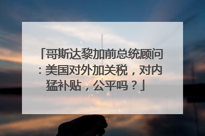 哥斯达黎加前总统顾问：美国对外加关税，对内猛补贴，公平吗？