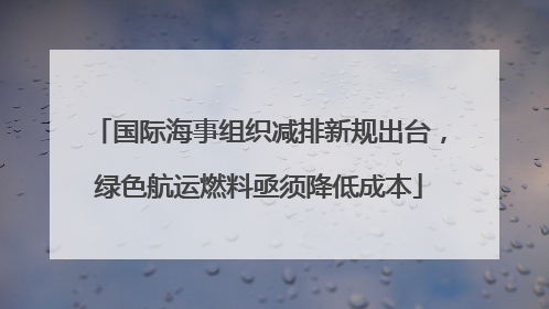 国际海事组织减排新规出台，绿色航运燃料亟须降低成本