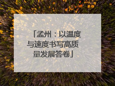 孟州：以温度与速度书写高质量发展答卷