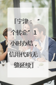 宁津：“个转企”1小时办结，信用代码无缝延续