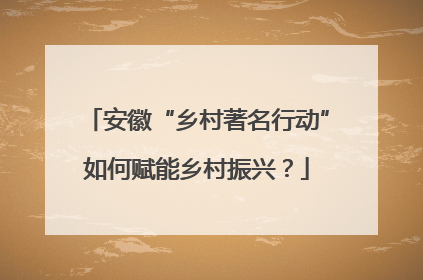 安徽“乡村著名行动”如何赋能乡村振兴？