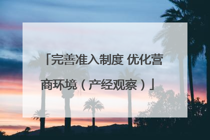 完善准入制度 优化营商环境（产经观察）