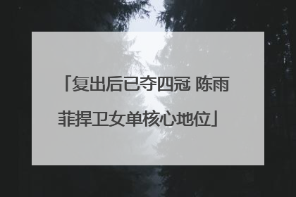 复出后已夺四冠 陈雨菲捍卫女单核心地位