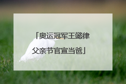 奥运冠军王懿律父亲节官宣当爸