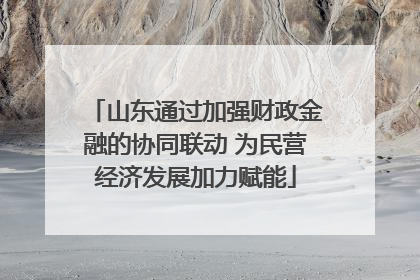 山东通过加强财政金融的协同联动 为民营经济发展加力赋能