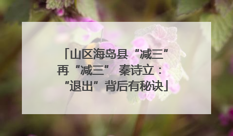 山区海岛县“减三”再“减三” 秦诗立：“退出”背后有秘诀