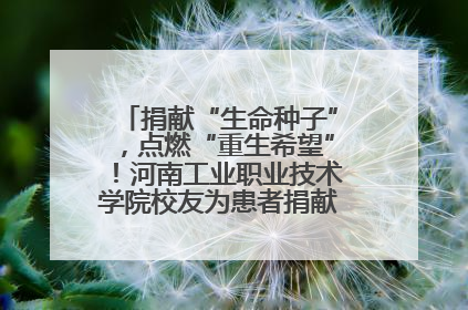 捐献“生命种子”，点燃“重生希望”！河南工业职业技术学院校友为患者捐献造血干细胞