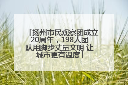 扬州市民观察团成立20周年，198人团队用脚步丈量文明 让城市更有温度