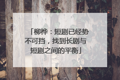 柳桦：短剧已经势不可挡，找到长剧与短剧之间的平衡