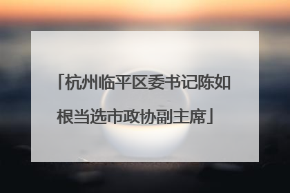 杭州临平区委书记陈如根当选市政协副主席