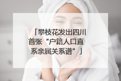 攀枝花发出四川首张“户籍人口直系亲属关系谱”