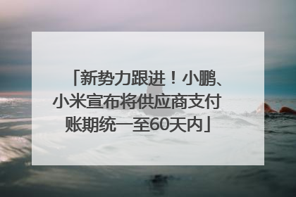 新势力跟进！小鹏、小米宣布将供应商支付账期统一至60天内