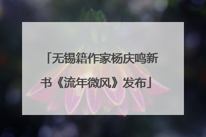 无锡籍作家杨庆鸣新书《流年微风》发布