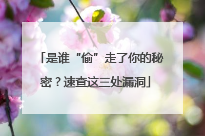 是谁“偷”走了你的秘密？速查这三处漏洞