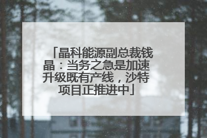 晶科能源副总裁钱晶：当务之急是加速升级既有产线，沙特项目正推进中