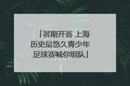 暑期开赛 上海历史最悠久青少年足球赛喊你组队