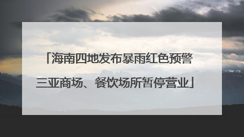 海南四地发布暴雨红色预警 三亚商场、餐饮场所暂停营业