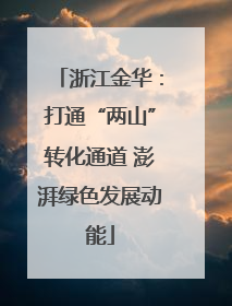 浙江金华：打通“两山”转化通道 澎湃绿色发展动能