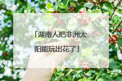 湖南人把非洲太阳能玩出花了