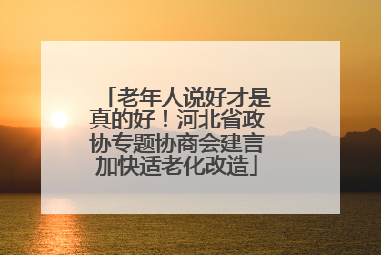 老年人说好才是真的好！河北省政协专题协商会建言加快适老化改造