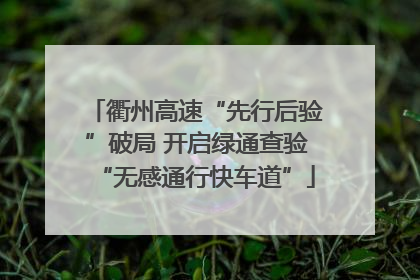 衢州高速“先行后验”破局 开启绿通查验“无感通行快车道”