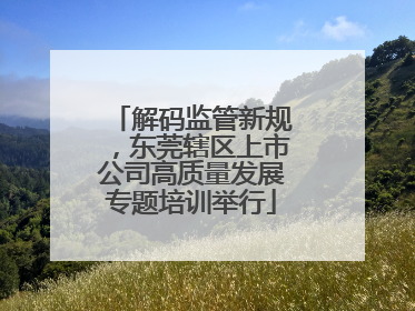 解码监管新规，东莞辖区上市公司高质量发展专题培训举行