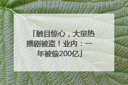 触目惊心，大量热播剧被盗！业内：一年被偷200亿
