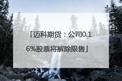 迈科期货：公司0.16%股票将解除限售