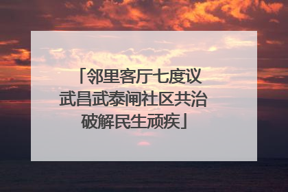 邻里客厅七度议 武昌武泰闸社区共治破解民生顽疾