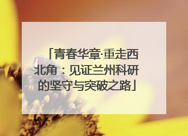 青春华章·重走西北角：见证兰州科研的坚守与突破之路