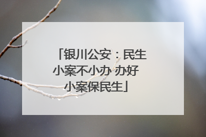 银川公安：民生小案不小办 办好小案保民生