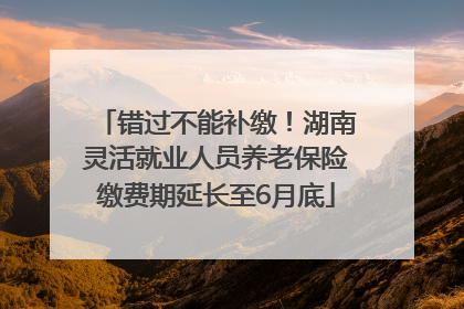 错过不能补缴！湖南灵活就业人员养老保险缴费期延长至6月底