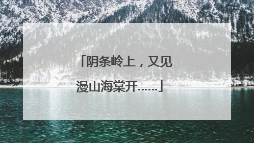 阴条岭上，又见漫山海棠开……