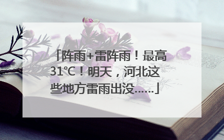 阵雨+雷阵雨！最高31℃！明天，河北这些地方雷雨出没……