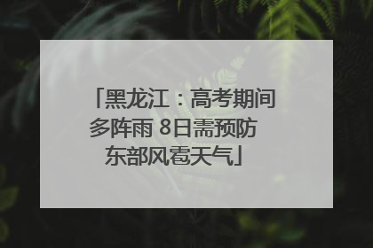 黑龙江：高考期间多阵雨 8日需预防东部风雹天气