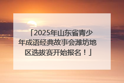 2025年山东省青少年成语经典故事会潍坊地区选拔赛开始报名！